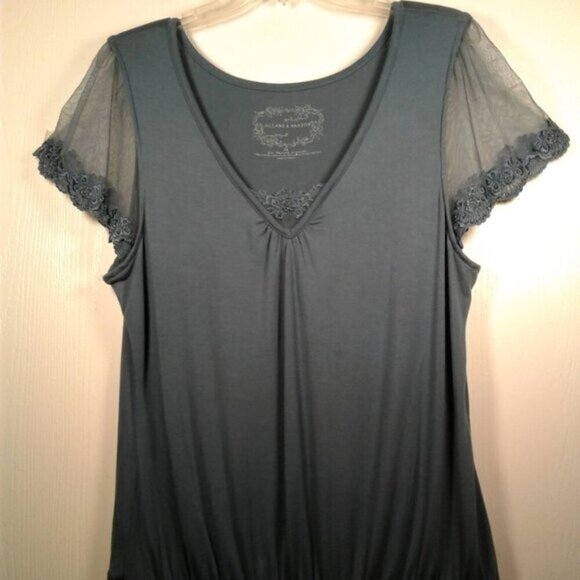Hillard & Hanson top with sheer detailed short sleeves Size: XL - Picture 16 of 16